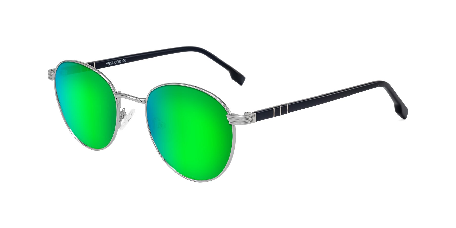 Angle of Orozco in Silver/Dark Blue with Green Mirrored Lenses