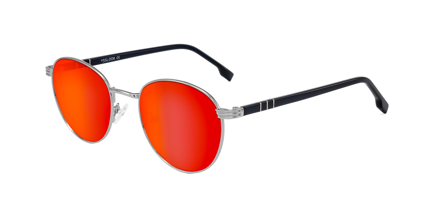 Angle of Orozco in Silver/Dark Blue with Red Gold Mirrored Lenses