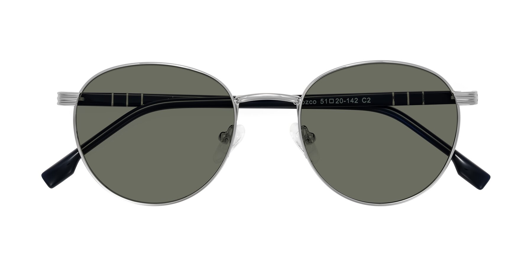 Folded Front of Orozco in Silver/Dark Blue with Gray Polarized Lenses