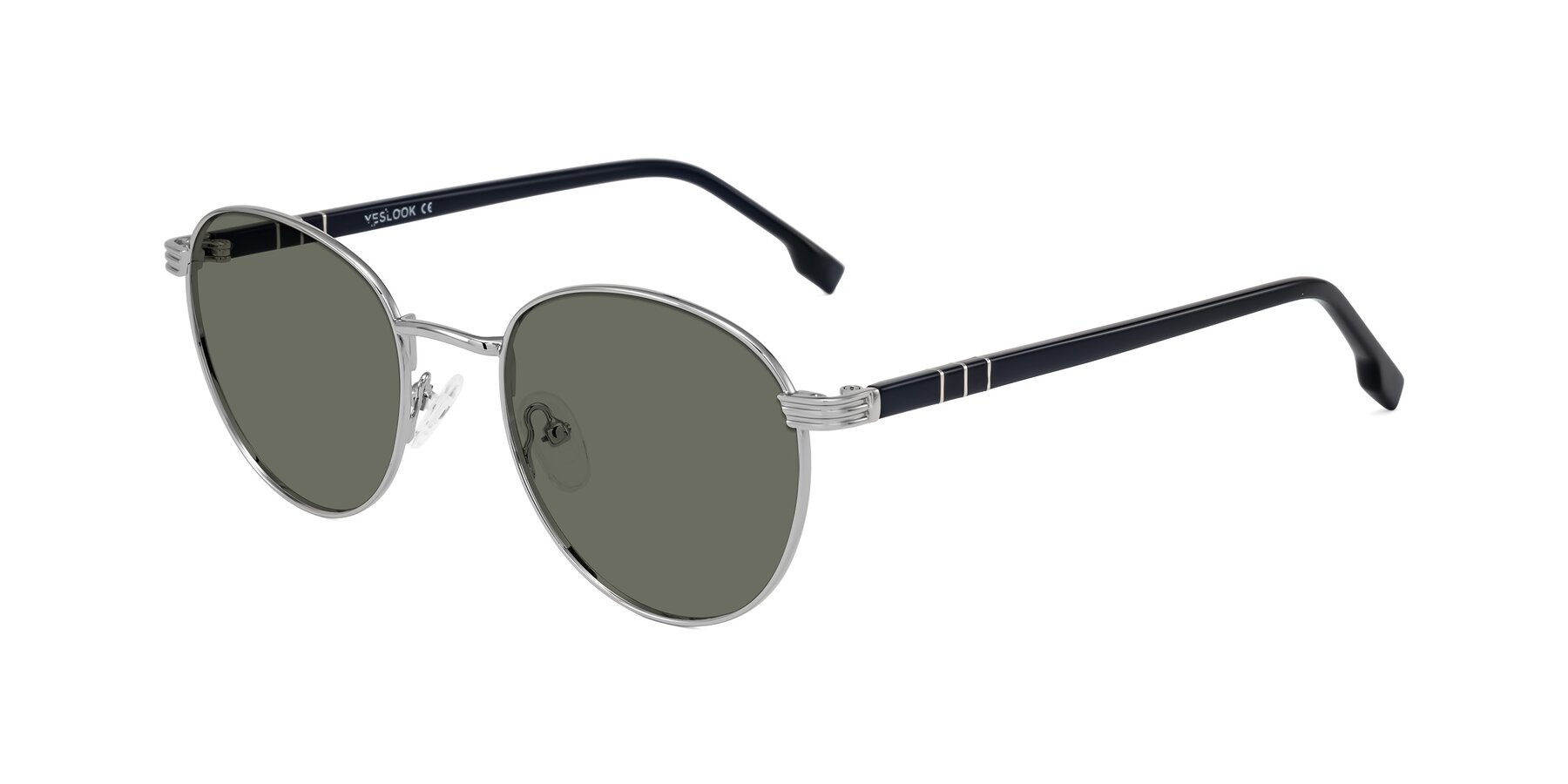 Angle of Orozco in Silver/Dark Blue with Gray Polarized Lenses