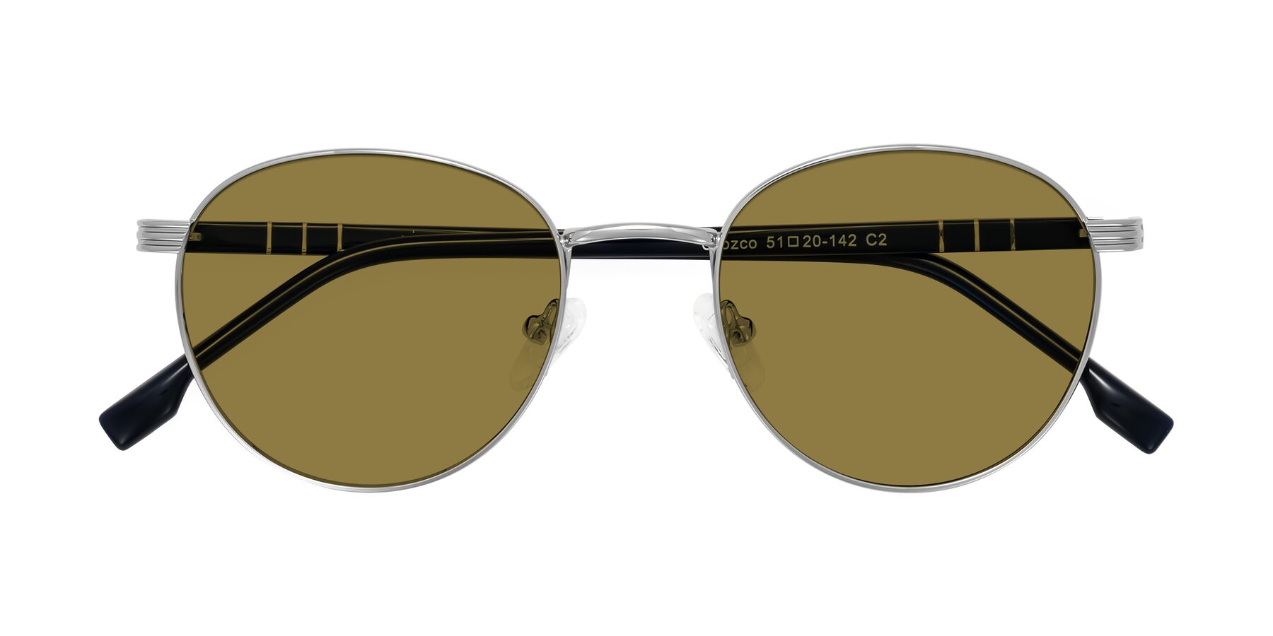 Folded Front of Orozco in Silver/Dark Blue with Brown Polarized Lenses