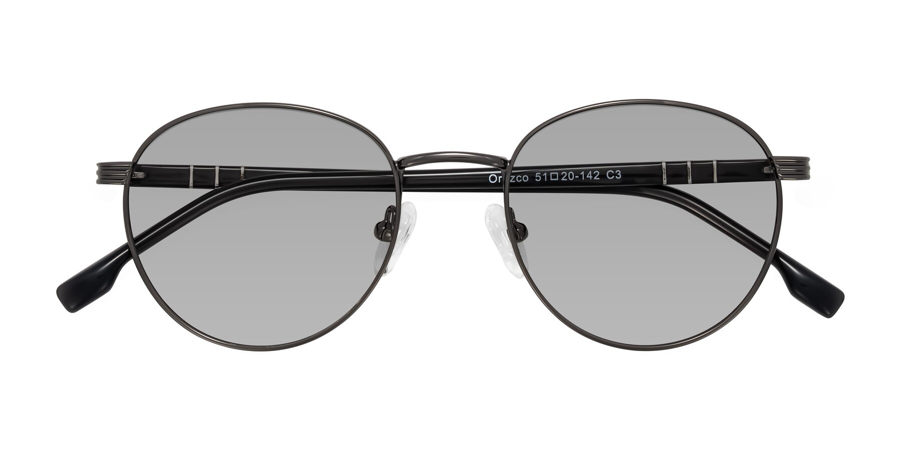 Folded Front of Orozco in Gunmetal/Dark Gray with Light Gray Tinted Lenses