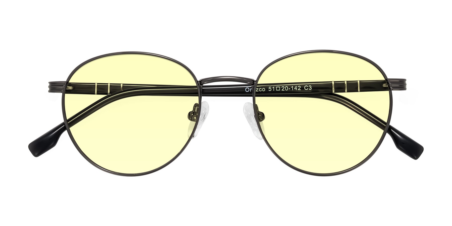 Folded Front of Orozco in Gunmetal/Dark Gray with Light Yellow Tinted Lenses