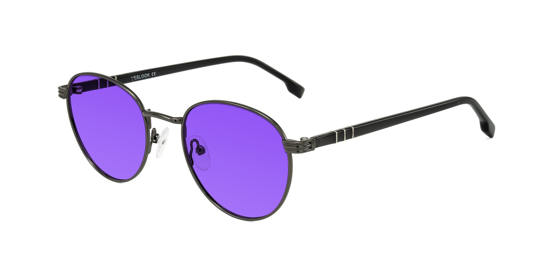 Angle of Orozco in Gunmetal/Dark Gray with Purple Tinted Lenses