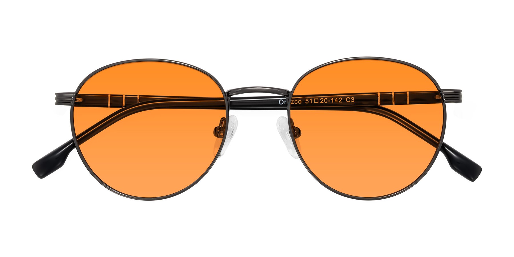 Folded Front of Orozco in Gunmetal/Dark Gray with Orange Tinted Lenses