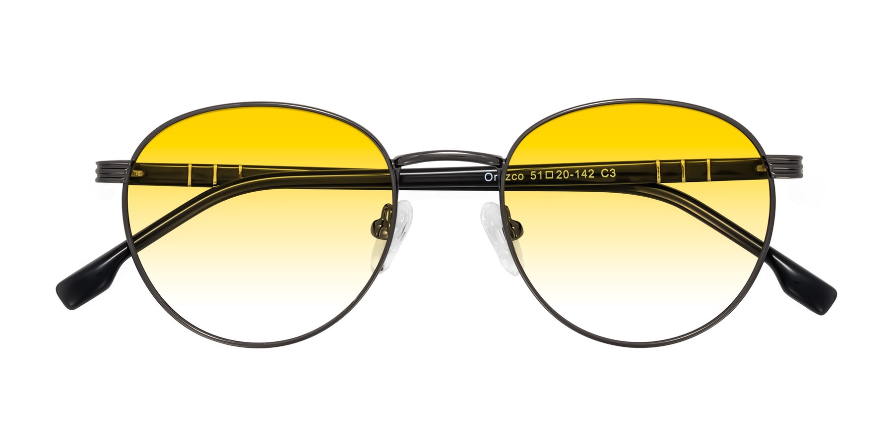 Folded Front of Orozco in Gunmetal/Dark Gray with Yellow Gradient Lenses