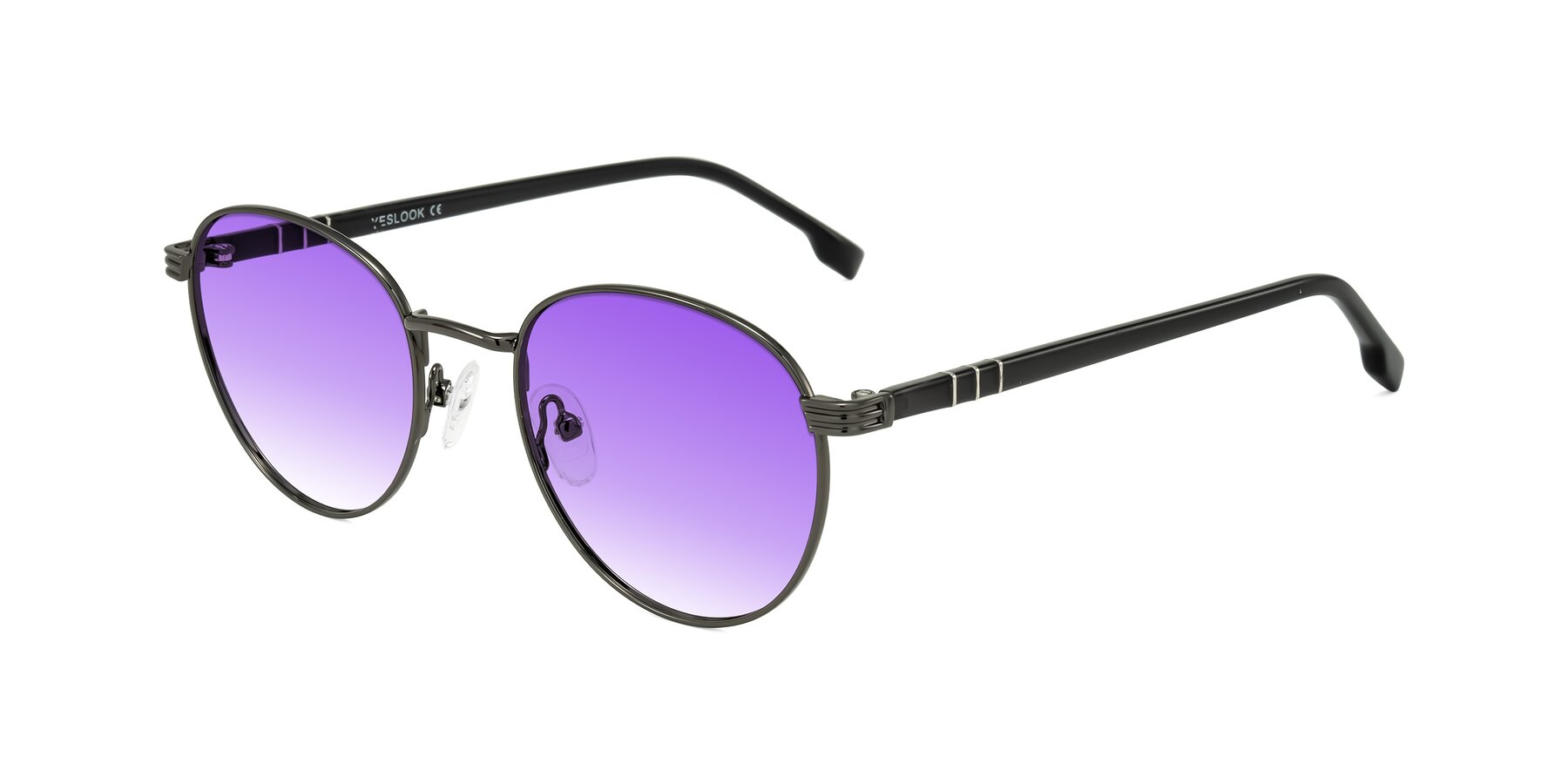 Angle of Orozco in Gunmetal/Dark Gray with Purple Gradient Lenses