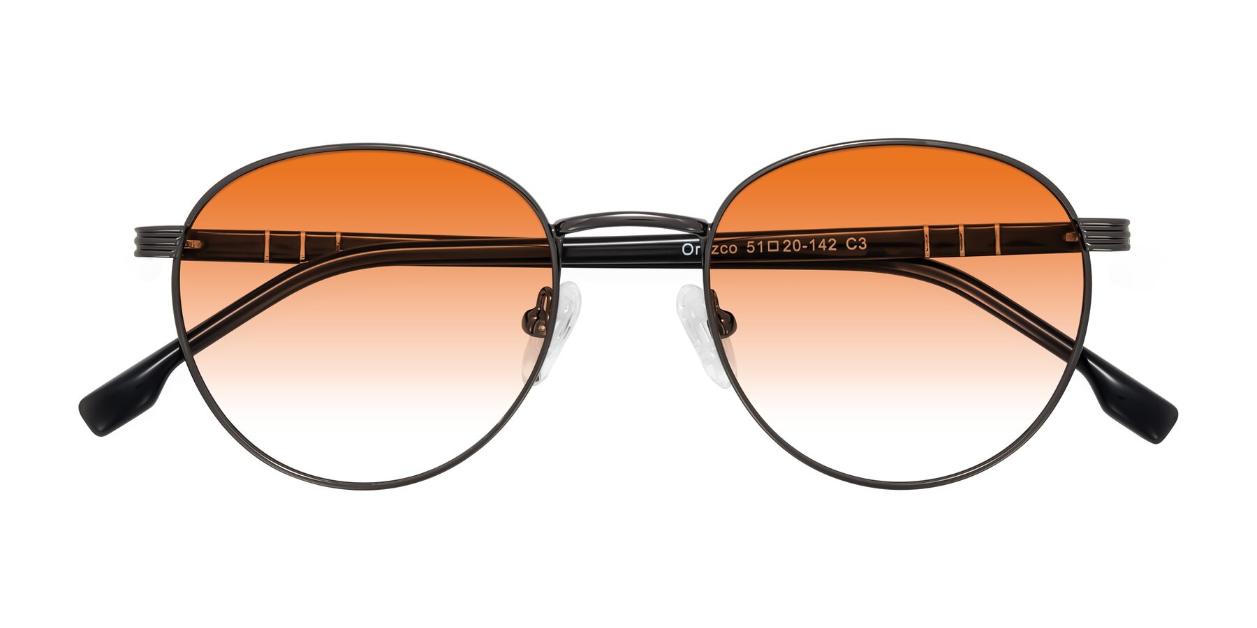 Folded Front of Orozco in Gunmetal/Dark Gray with Orange Gradient Lenses
