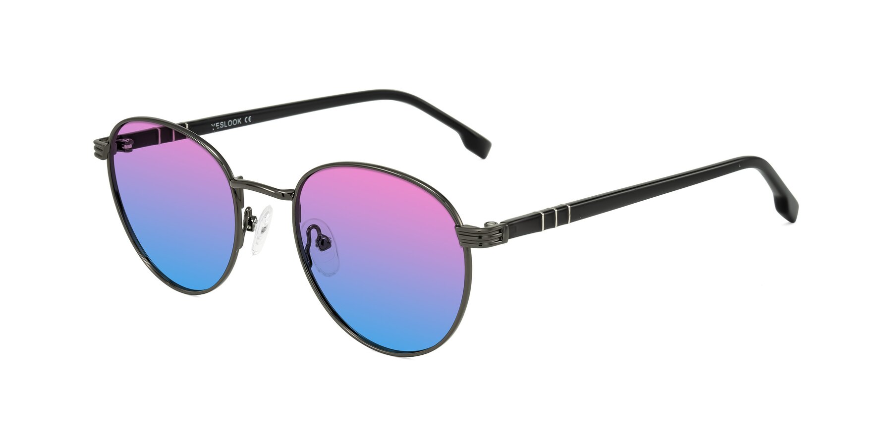 Angle of Orozco in Gunmetal/Dark Gray with Pink / Blue Gradient Lenses
