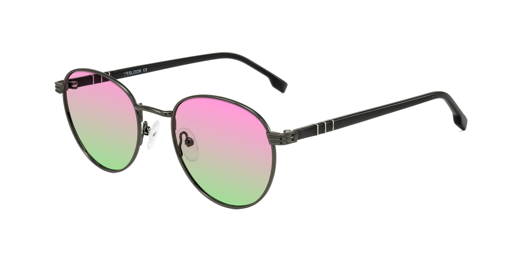 Angle of Orozco in Gunmetal/Dark Gray with Pink / Green Gradient Lenses