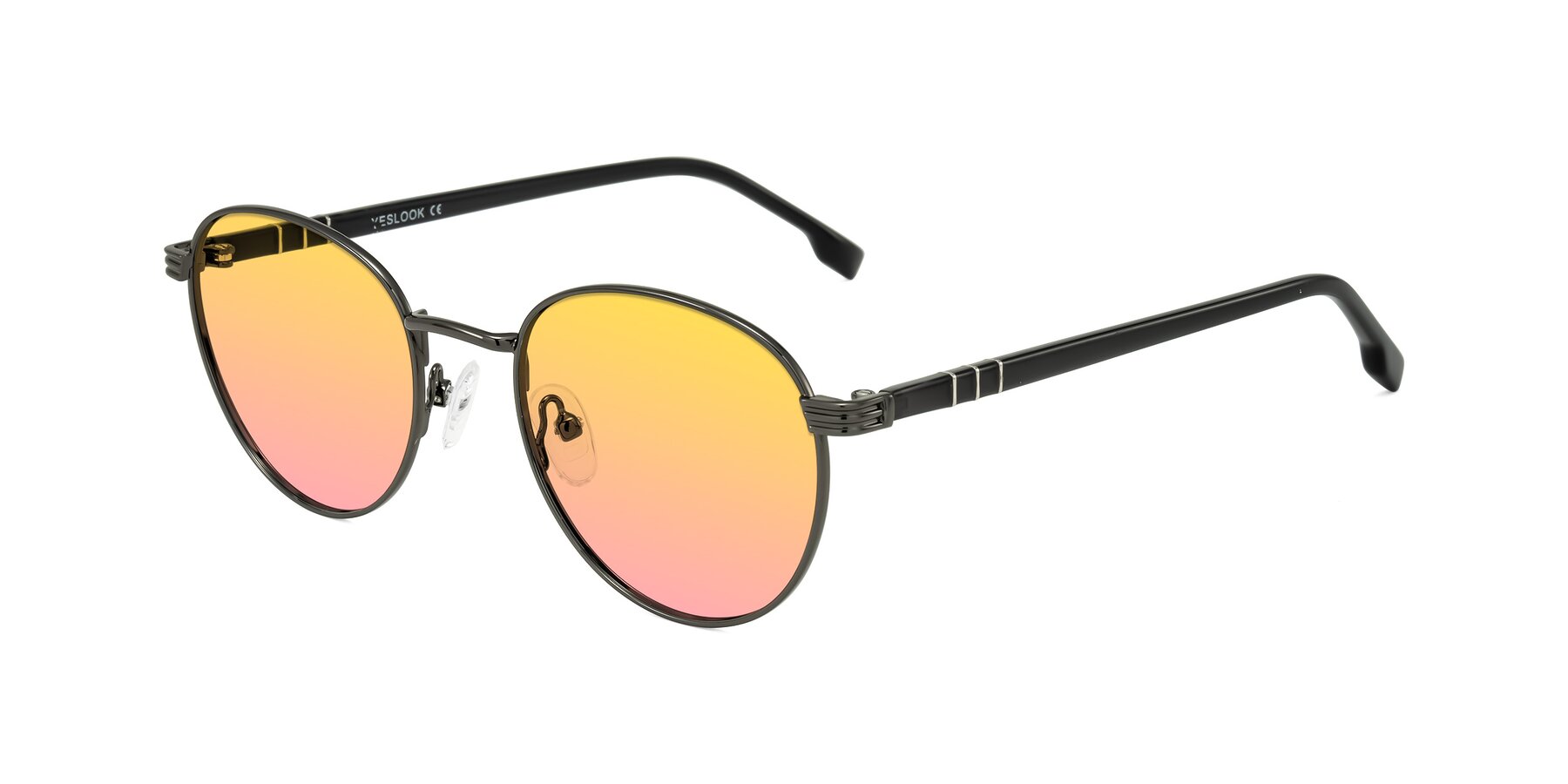 Angle of Orozco in Gunmetal/Dark Gray with Yellow / Pink Gradient Lenses