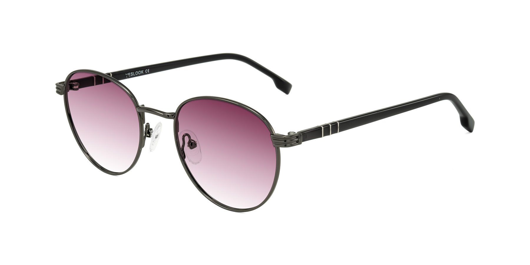 Angle of Orozco in Gunmetal/Dark Gray with Wine Gradient Lenses