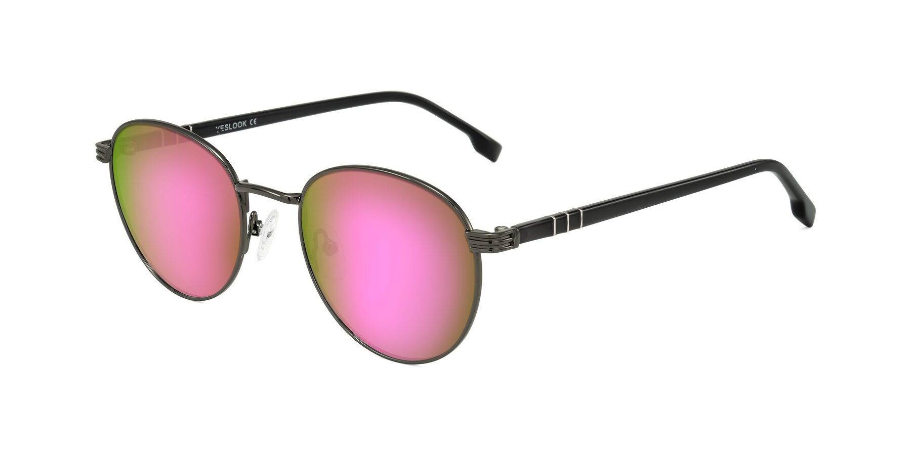 Angle of Orozco in Gunmetal/Dark Gray with Pink Mirrored Lenses