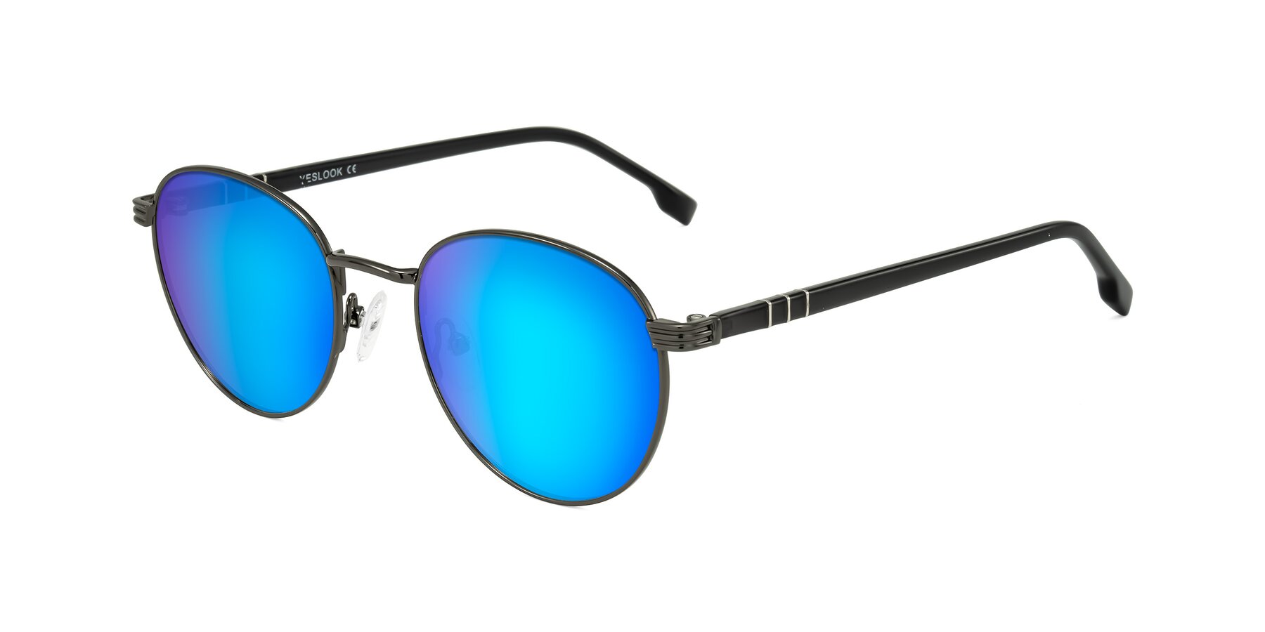 Angle of Orozco in Gunmetal/Dark Gray with Blue Mirrored Lenses