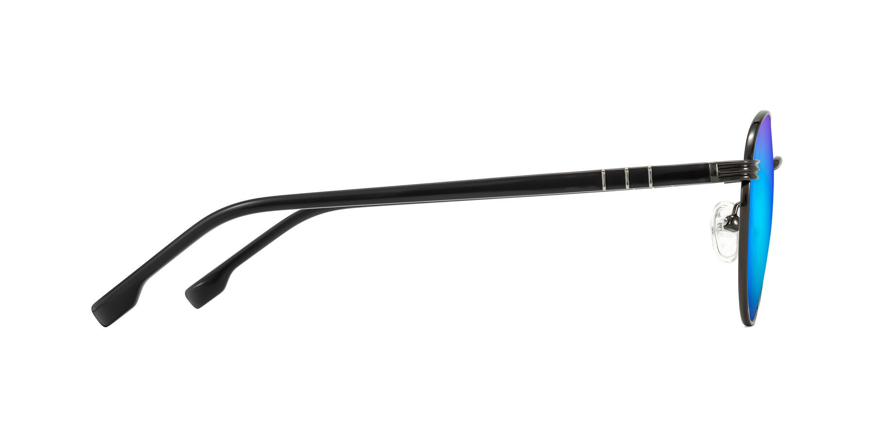 Side of Orozco in Gunmetal/Dark Gray with Blue Mirrored Lenses