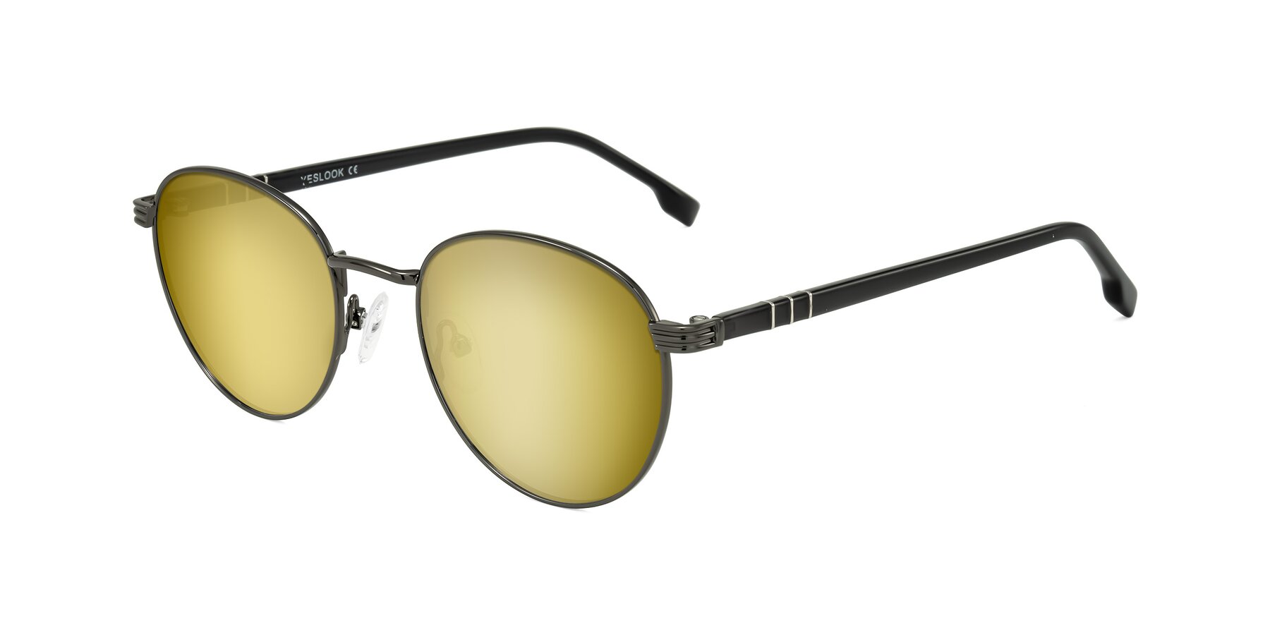 Angle of Orozco in Gunmetal/Dark Gray with Gold Mirrored Lenses
