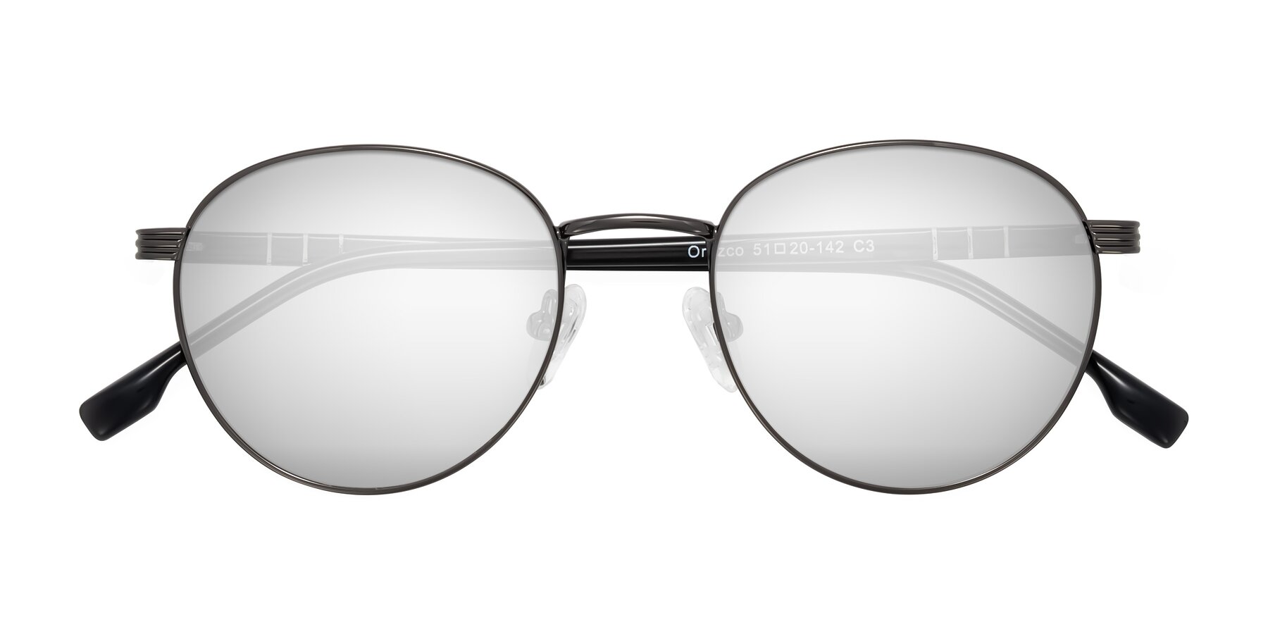 Folded Front of Orozco in Gunmetal/Dark Gray with Silver Mirrored Lenses