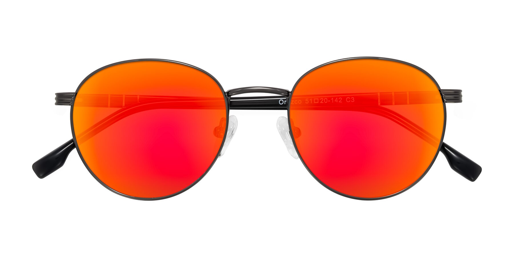 Folded Front of Orozco in Gunmetal/Dark Gray with Red Gold Mirrored Lenses