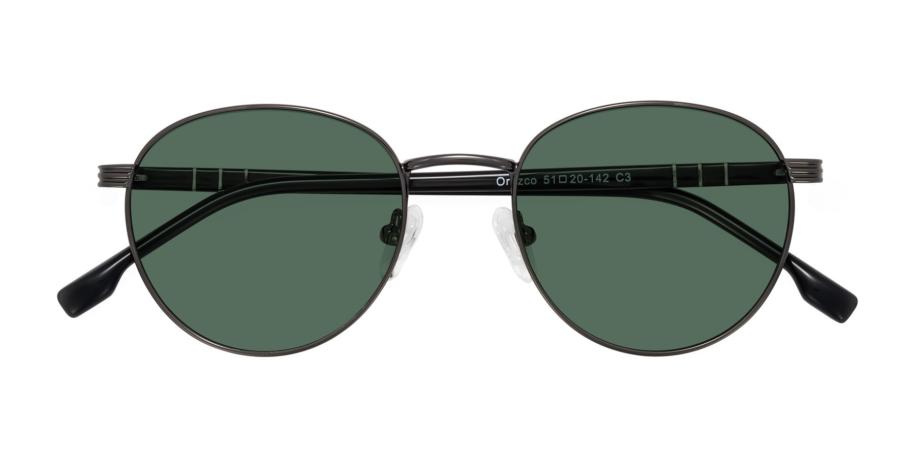Folded Front of Orozco in Gunmetal/Dark Gray with Green Polarized Lenses