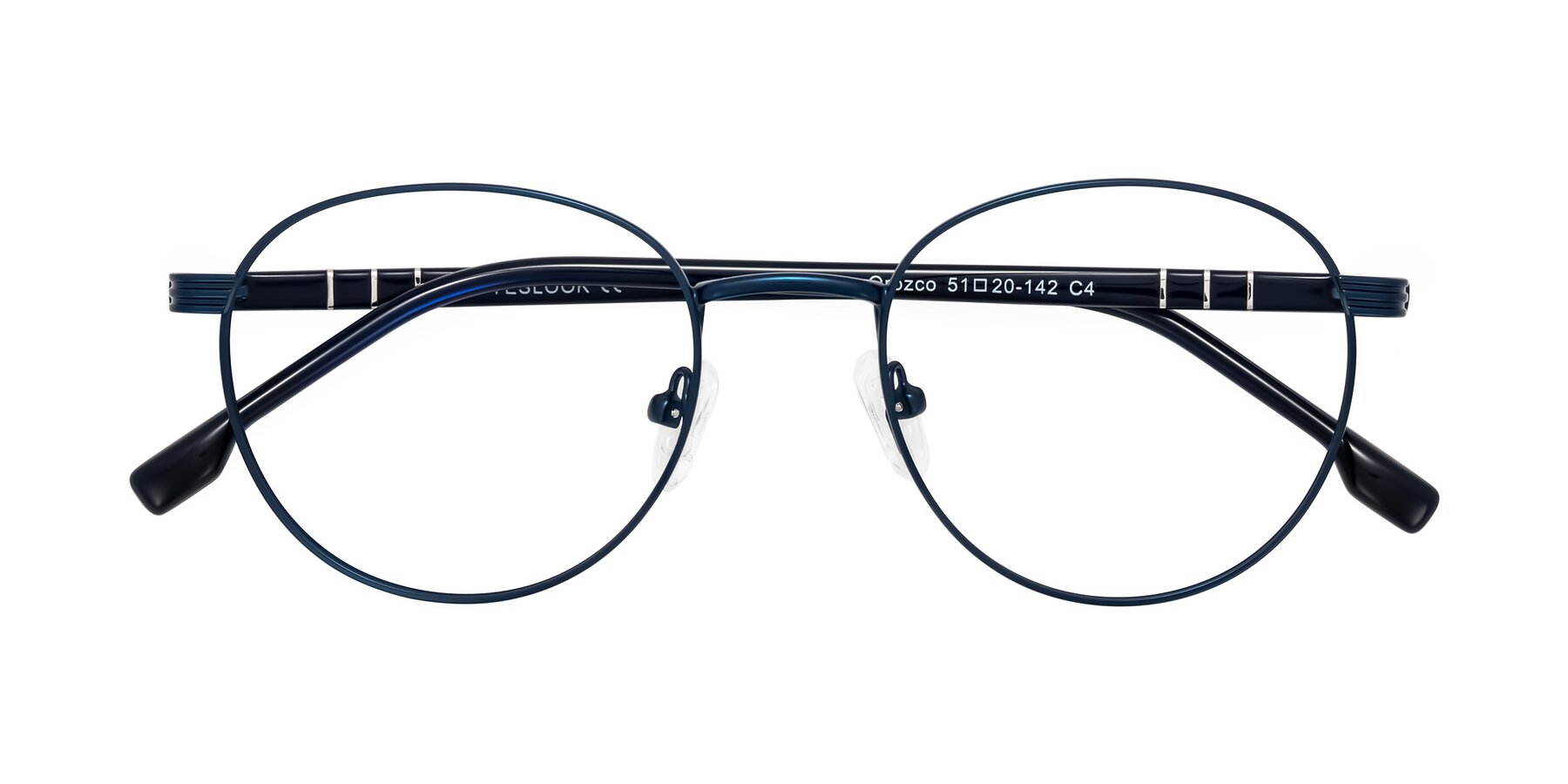 Folded Front of Orozco in Matte Blue/Blue with Clear Eyeglass Lenses