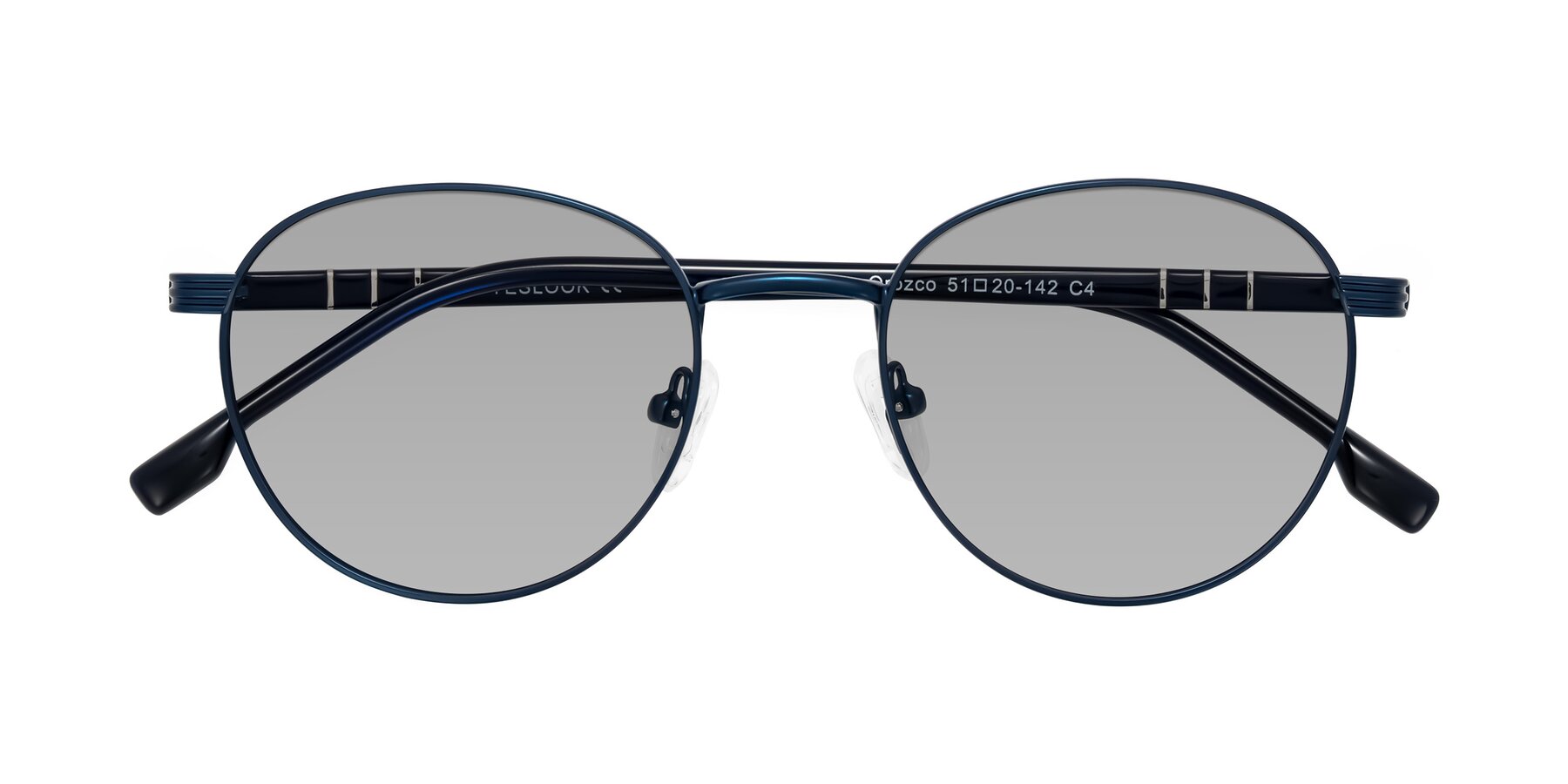 Folded Front of Orozco in Matte Blue/Blue with Light Gray Tinted Lenses