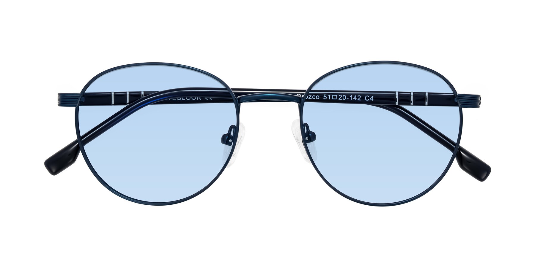 Folded Front of Orozco in Matte Blue/Blue with Light Blue Tinted Lenses