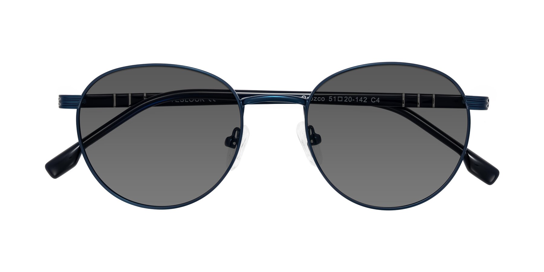 Folded Front of Orozco in Matte Blue/Blue with Medium Gray Tinted Lenses