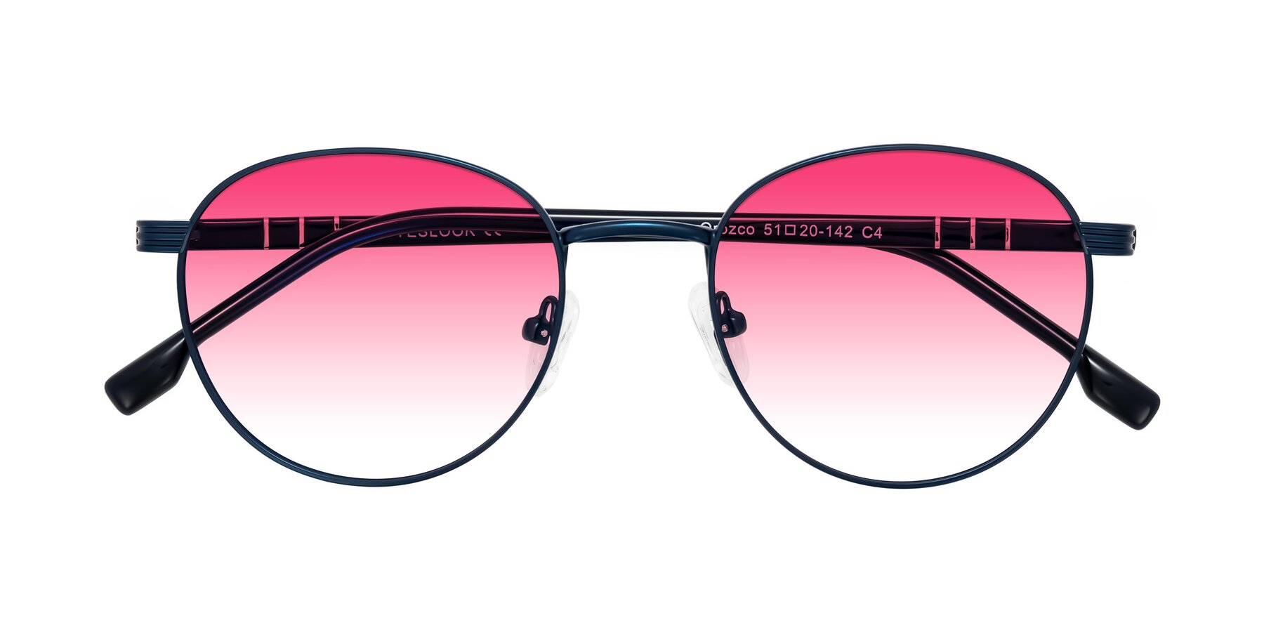 Folded Front of Orozco in Matte Blue/Blue with Pink Gradient Lenses