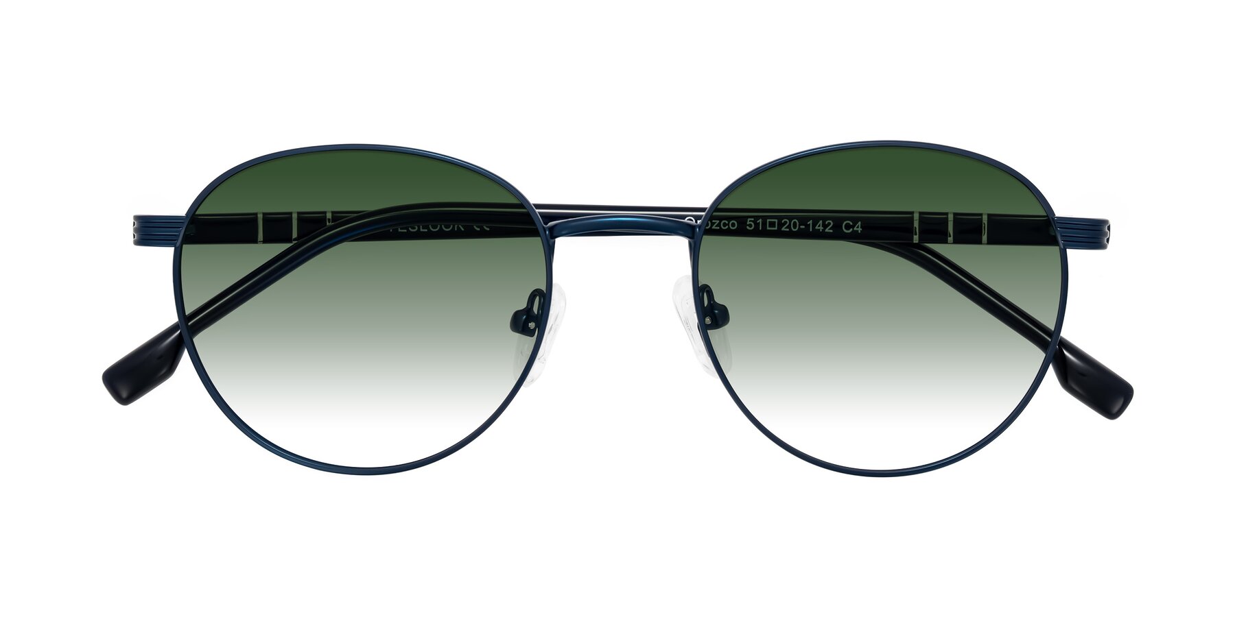 Folded Front of Orozco in Matte Blue/Blue with Green Gradient Lenses