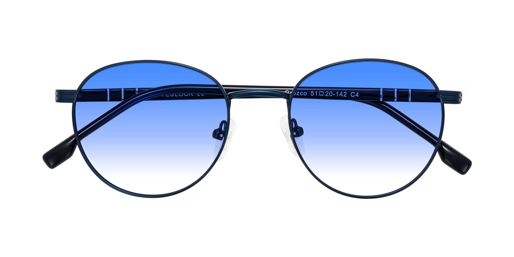 Folded Front of Orozco in Matte Blue/Blue with Blue Gradient Lenses