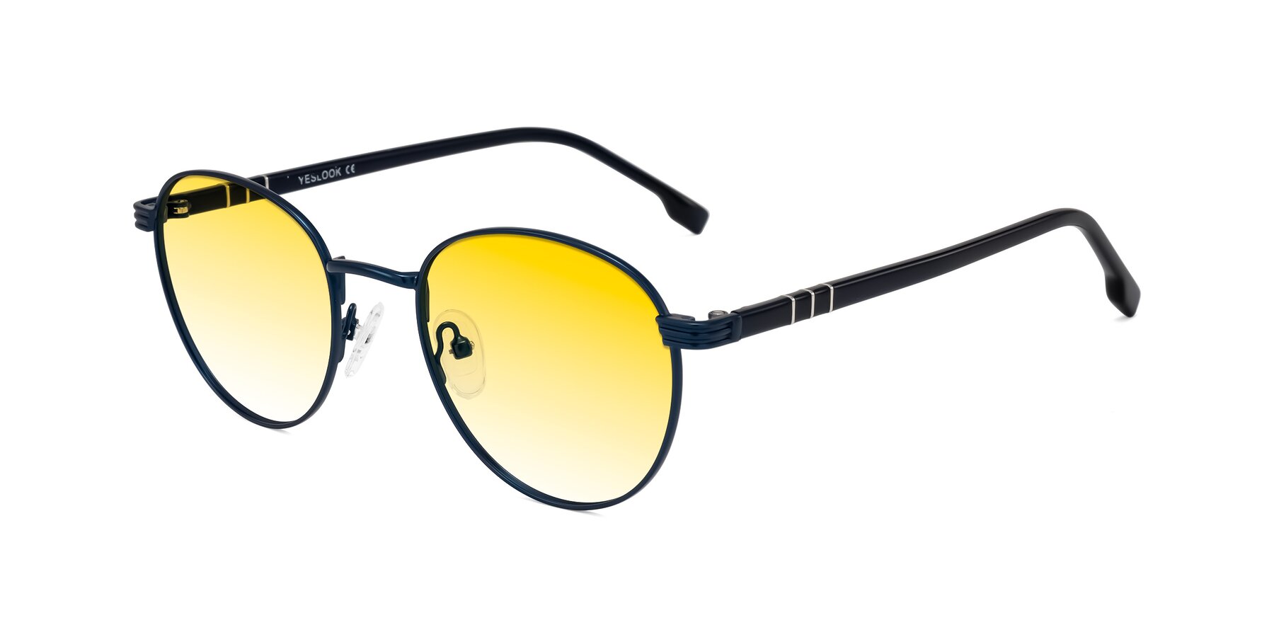 Angle of Orozco in Matte Blue/Blue with Yellow Gradient Lenses
