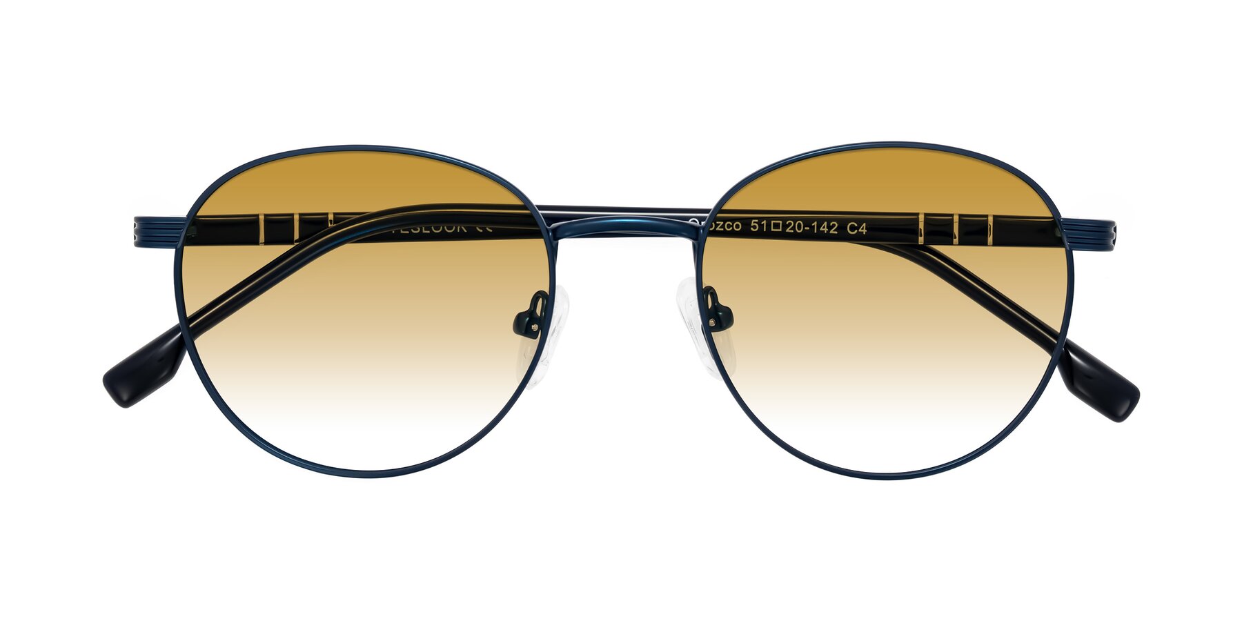 Folded Front of Orozco in Matte Blue/Blue with Champagne Gradient Lenses