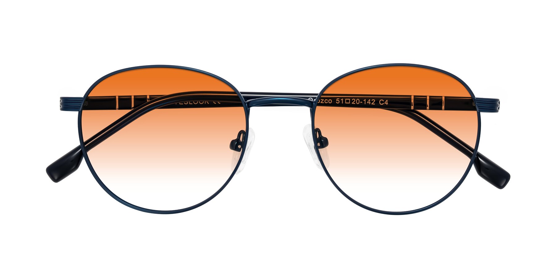 Folded Front of Orozco in Matte Blue/Blue with Orange Gradient Lenses