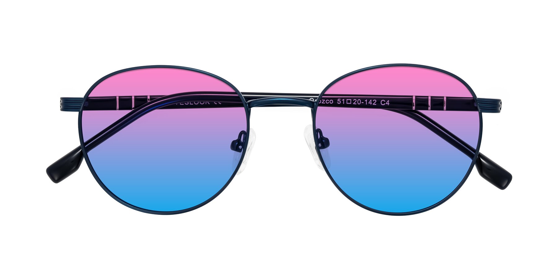 Folded Front of Orozco in Matte Blue/Blue with Pink / Blue Gradient Lenses
