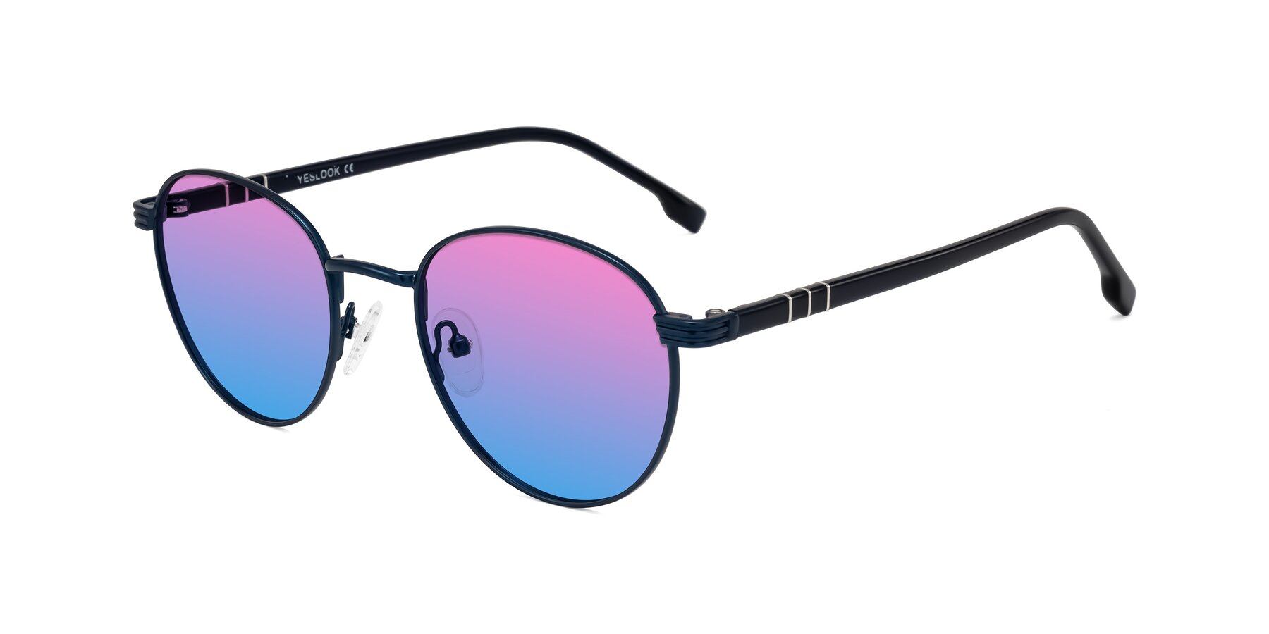 Angle of Orozco in Matte Blue/Blue with Pink / Blue Gradient Lenses
