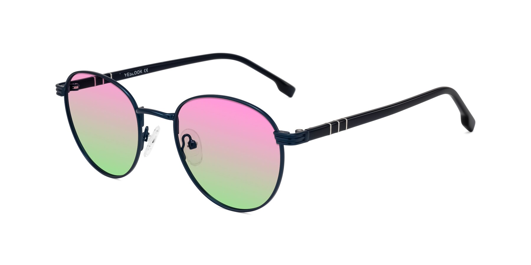 Angle of Orozco in Matte Blue/Blue with Pink / Green Gradient Lenses
