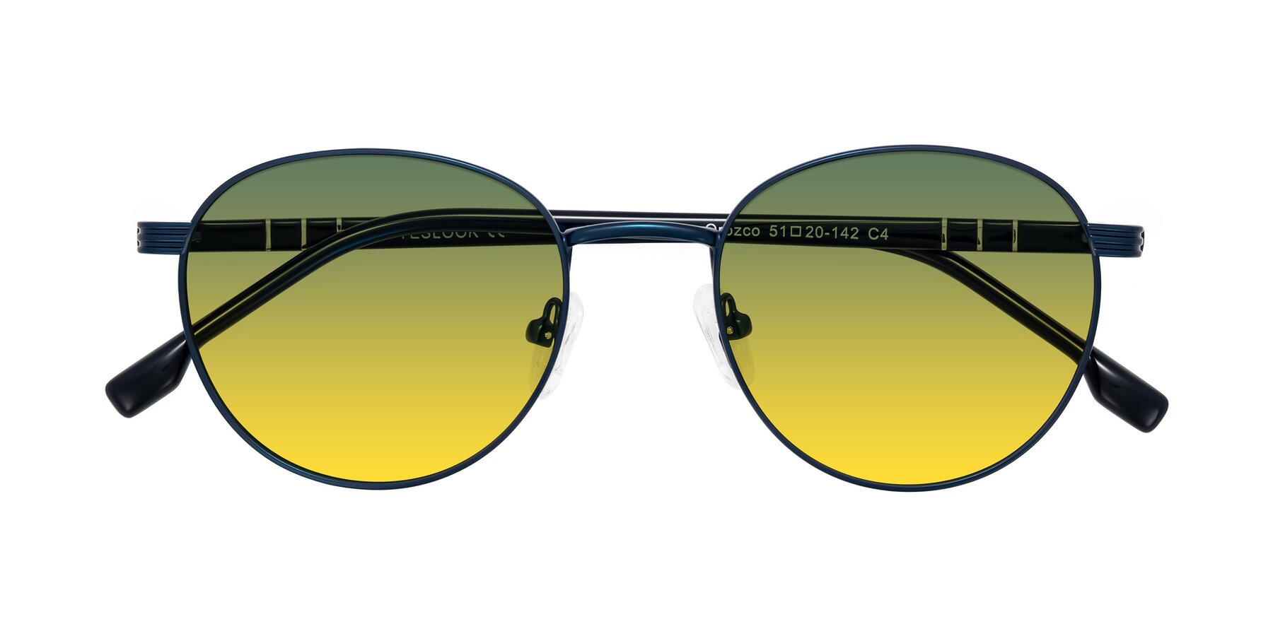 Folded Front of Orozco in Matte Blue/Blue with Green / Yellow Gradient Lenses