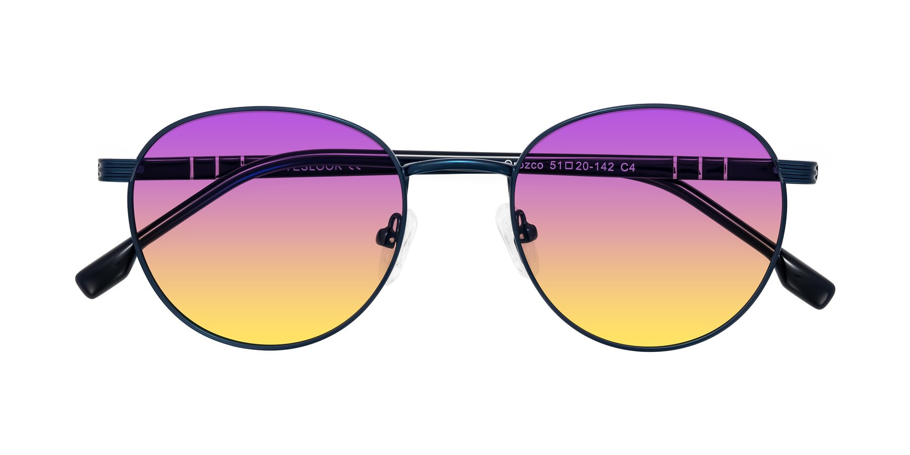 Folded Front of Orozco in Matte Blue/Blue with Purple / Yellow Gradient Lenses
