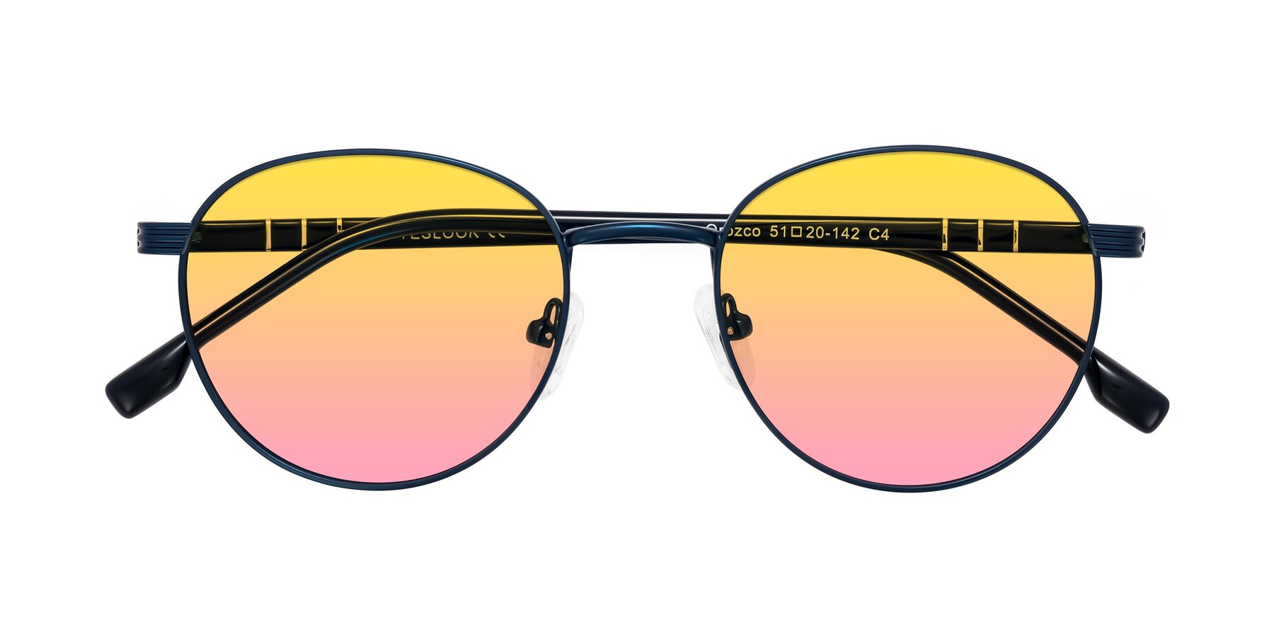 Folded Front of Orozco in Matte Blue/Blue with Yellow / Pink Gradient Lenses