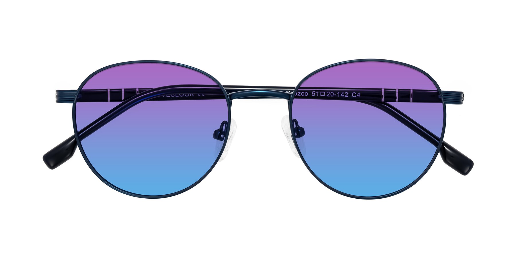 Folded Front of Orozco in Matte Blue/Blue with Purple / Blue Gradient Lenses