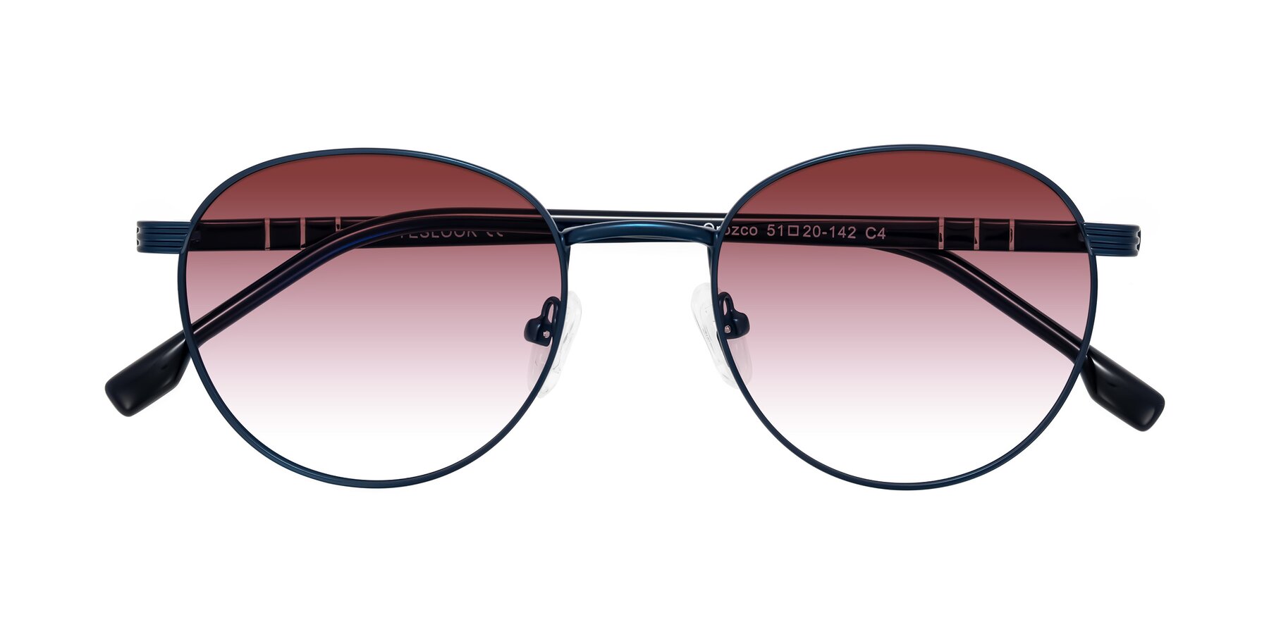 Folded Front of Orozco in Matte Blue/Blue with Garnet Gradient Lenses