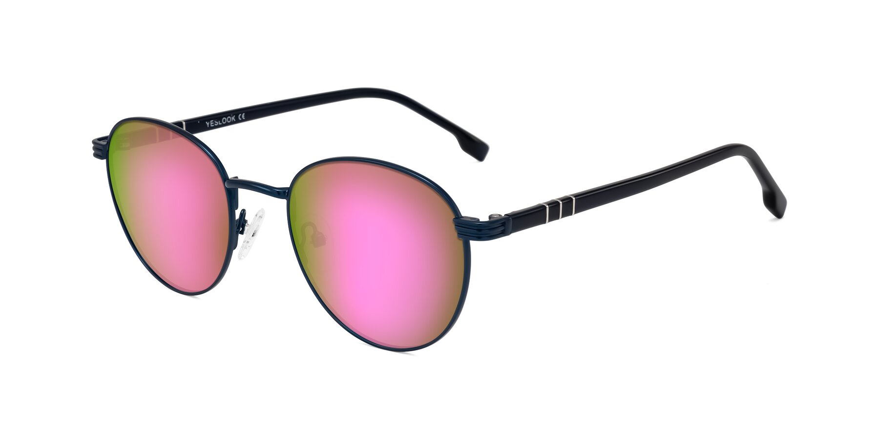 Angle of Orozco in Matte Blue/Blue with Pink Mirrored Lenses