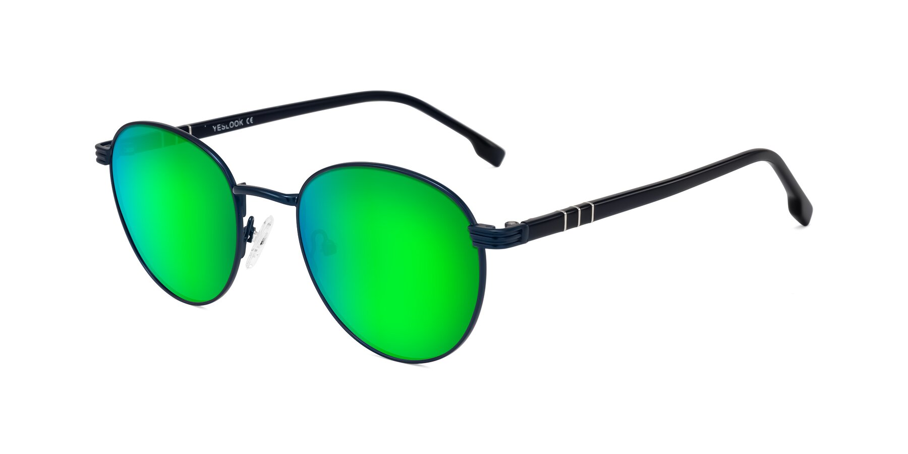 Angle of Orozco in Matte Blue/Blue with Green Mirrored Lenses