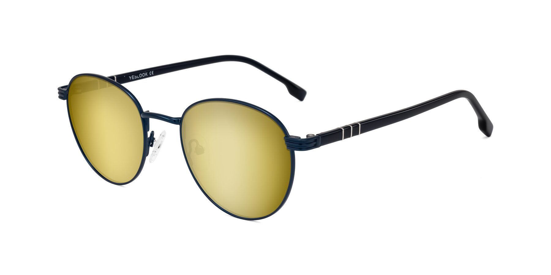 Angle of Orozco in Matte Blue/Blue with Gold Mirrored Lenses