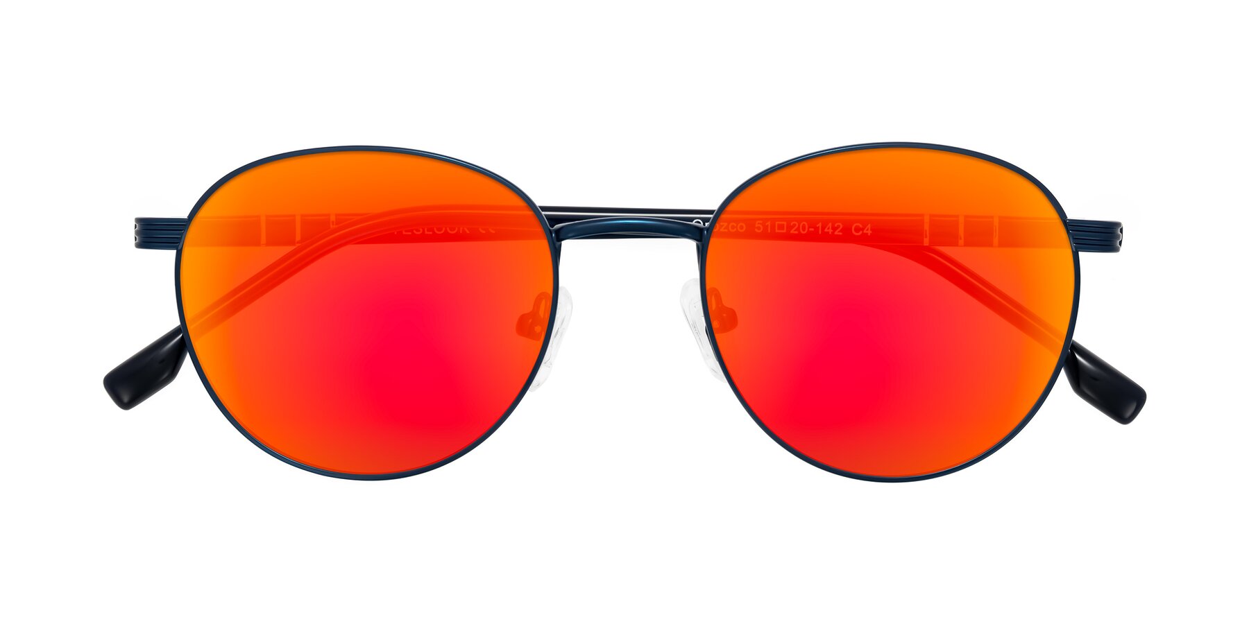 Folded Front of Orozco in Matte Blue/Blue with Red Gold Mirrored Lenses