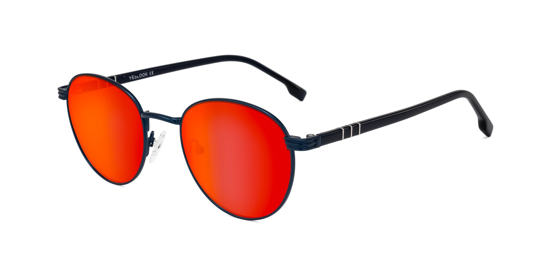 Angle of Orozco in Matte Blue/Blue with Red Gold Mirrored Lenses