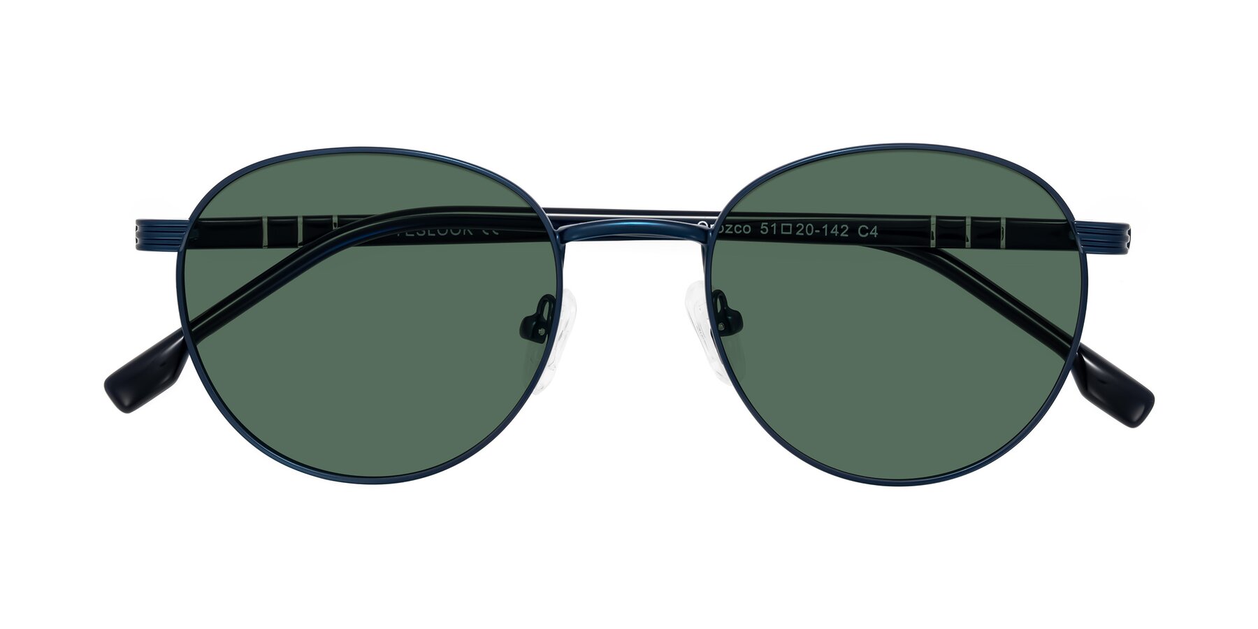 Folded Front of Orozco in Matte Blue/Blue with Green Polarized Lenses