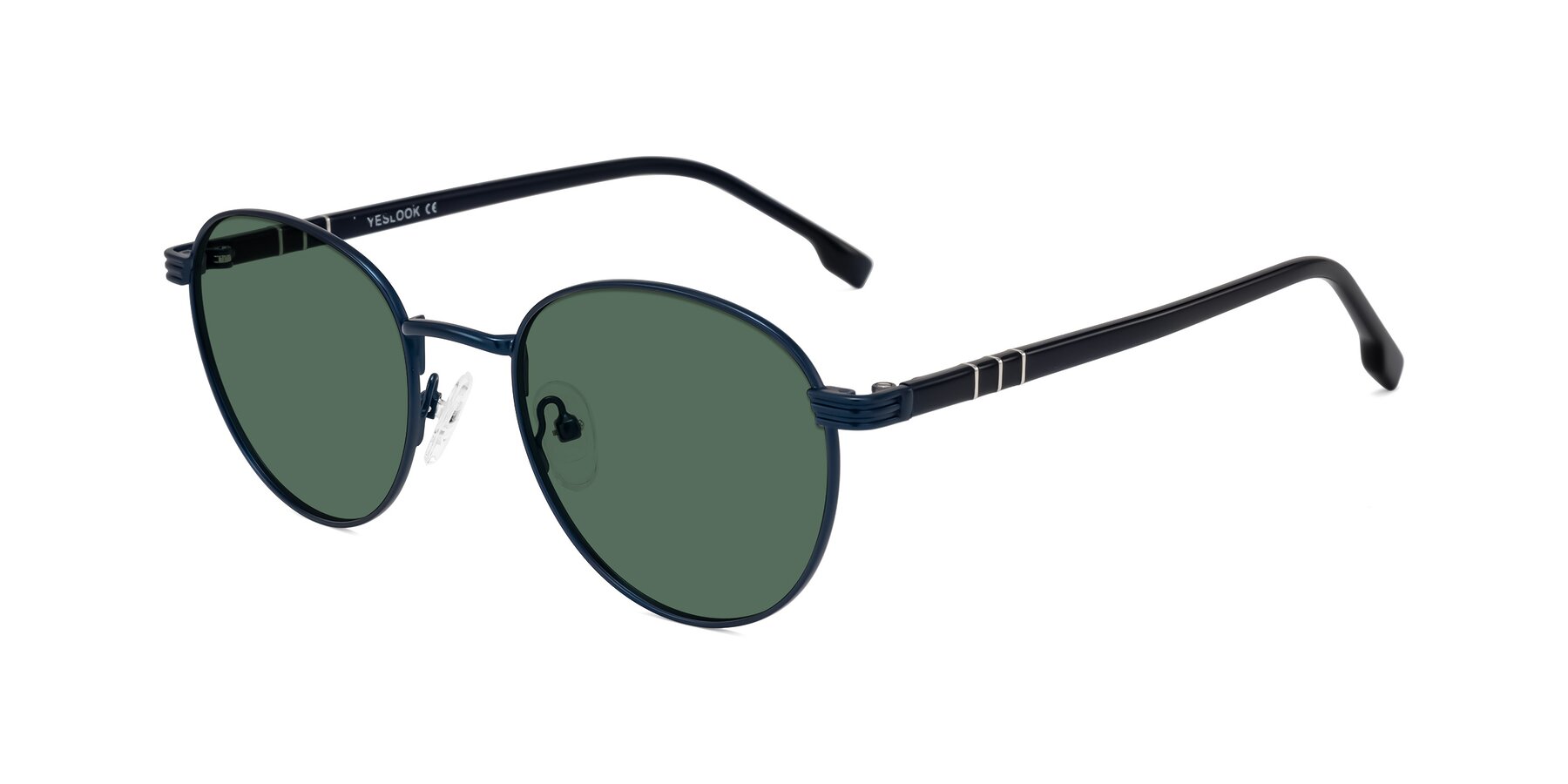 Angle of Orozco in Matte Blue/Blue with Green Polarized Lenses