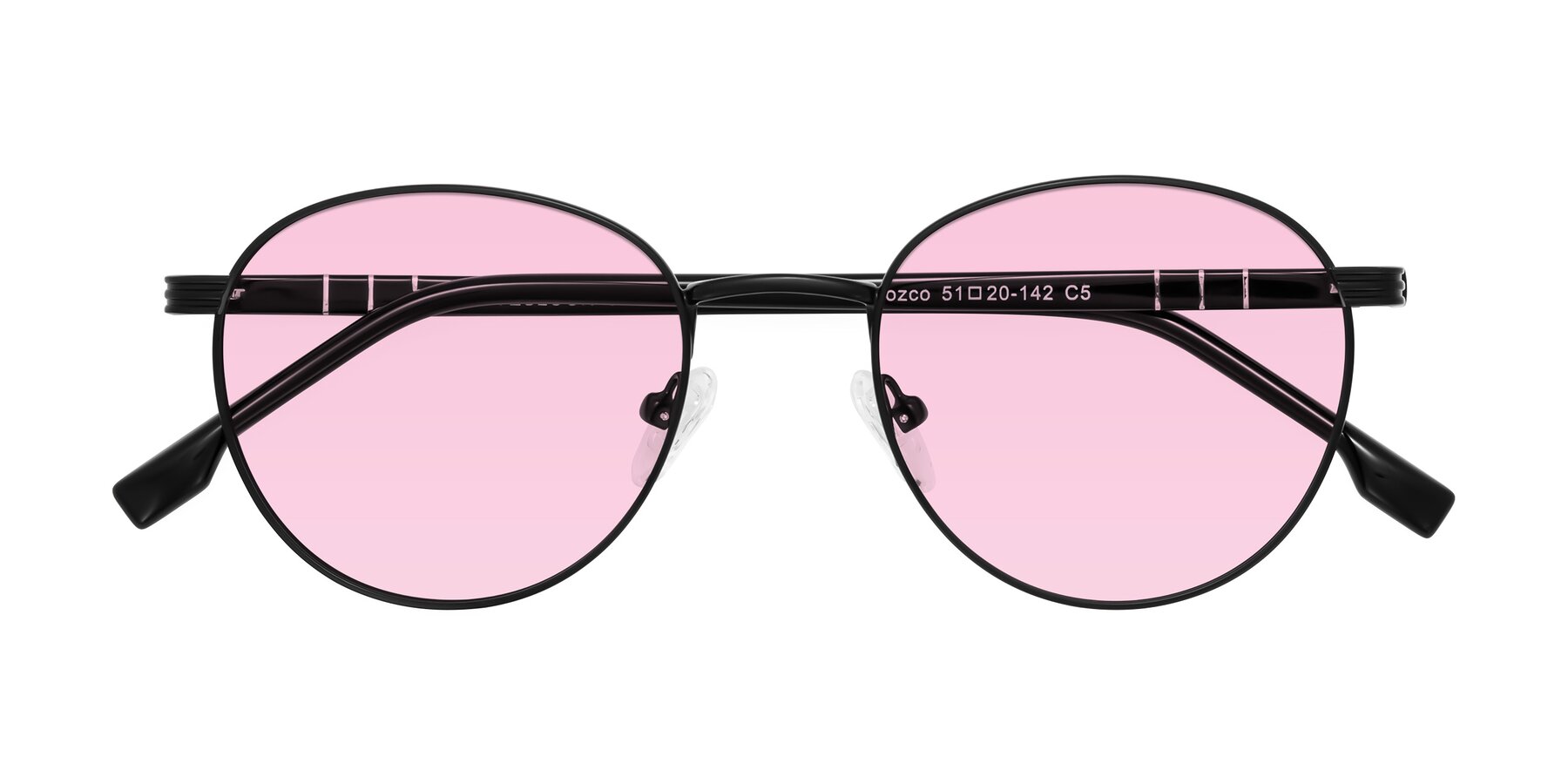 Folded Front of Orozco in Matte Black/Black with Light Pink Tinted Lenses