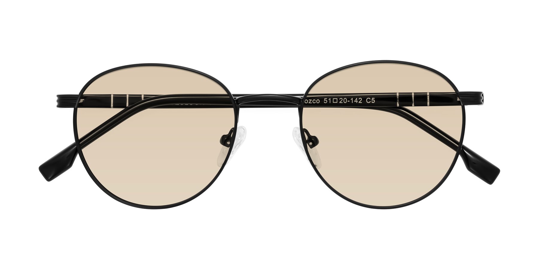 Folded Front of Orozco in Matte Black/Black with Light Brown Tinted Lenses